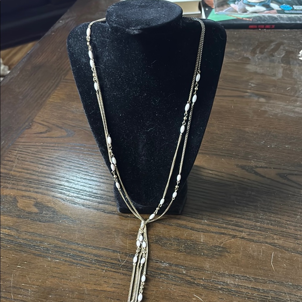 Elegant Gold and White Layered Necklace